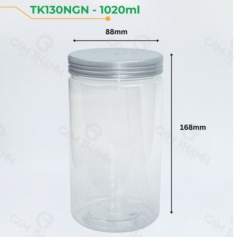 Hũ Nhựa Đựng Thực Phẩm - Nắp Nhôm Bạc và Nhôm Vàng (Từ 490ml đến 1020ml)