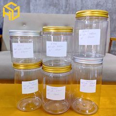 Hũ Nhựa Đựng Thực Phẩm - Nắp Nhôm Bạc và Nhôm Vàng (Từ 490ml đến 1020ml)
