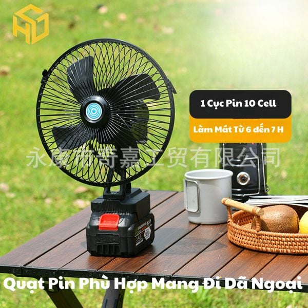 Quạt Tích Điện Loại cải tiến xoay được và có 2 cấp độ gió Dùng Liên Tục 10H