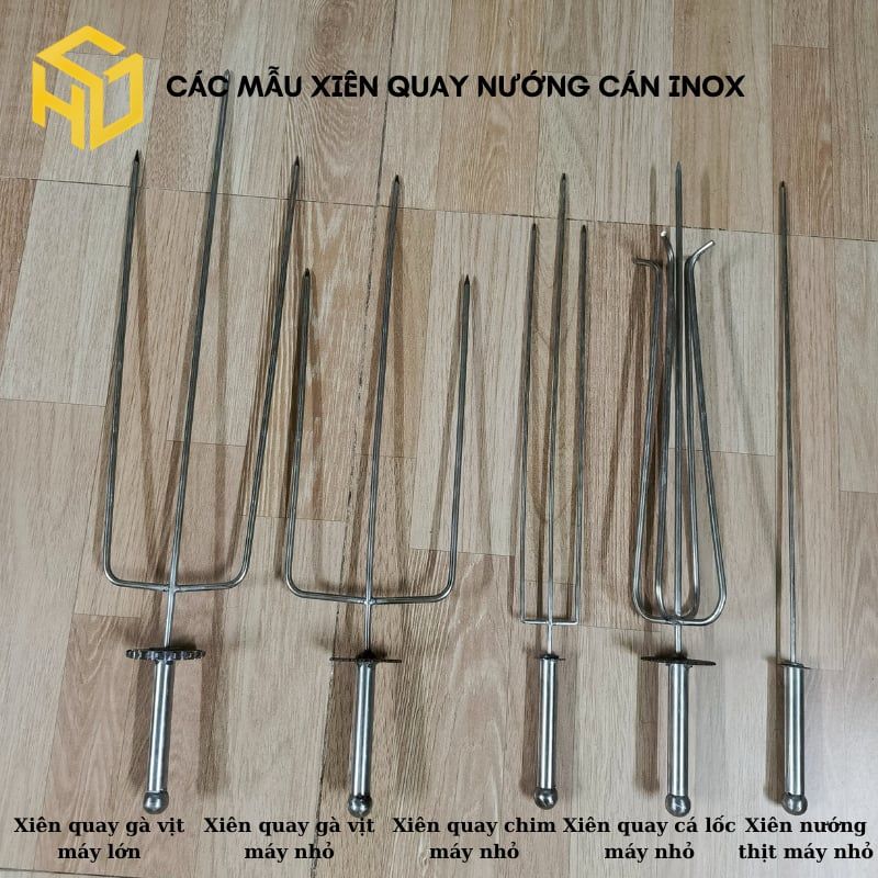 Xiên quay nướng chim cút đùi gà cho máy quay mini dùng nhông sên cam xe máy