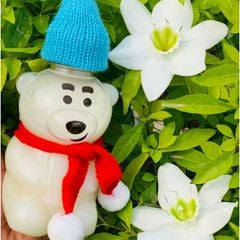 Chai Nhựa Đựng Trà Sữa Hình Gấu Dâu Đáng Yêu - Nắp Màu Ngẫu Nhiên