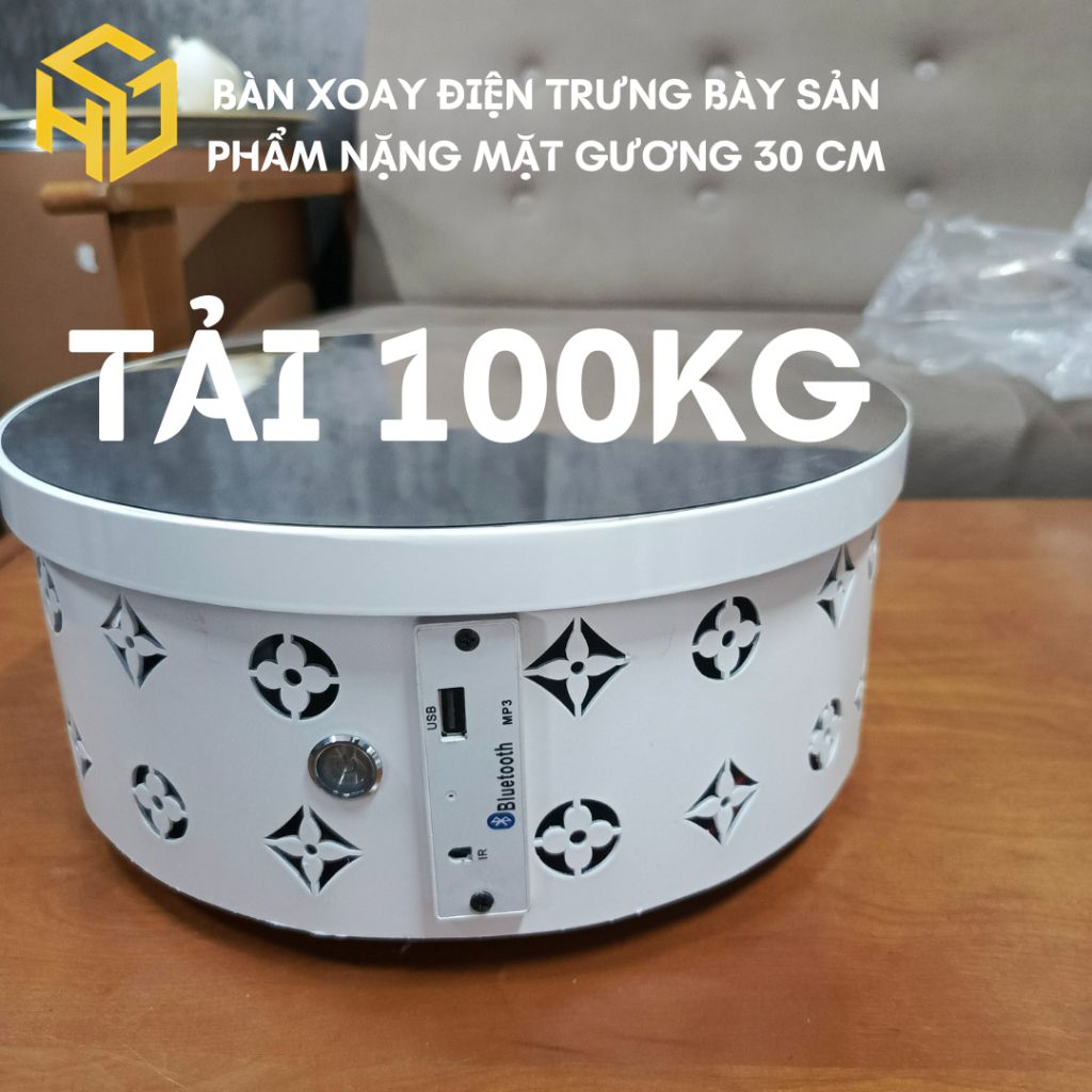 Bàn xoay trưng bày 360 độ mặt gương 30cm - tải 100kg - Livestream chụp ảnh chuyên nghiệp