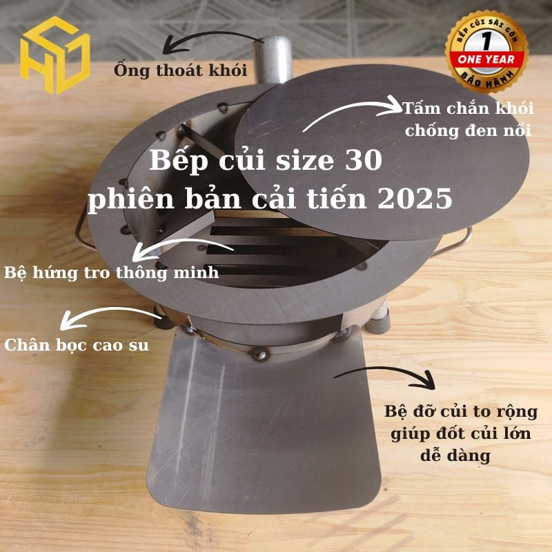 Bếp củi đa năng size 30 - Bếp đun củi thông minh không khói tiết kiệm củi hàng sài gòn 2025