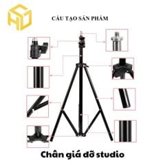 Chân Tripod Hợp Kim Nhôm/Inox Chiều Cao 2m1 | chân giá đỡ thiết bi studio