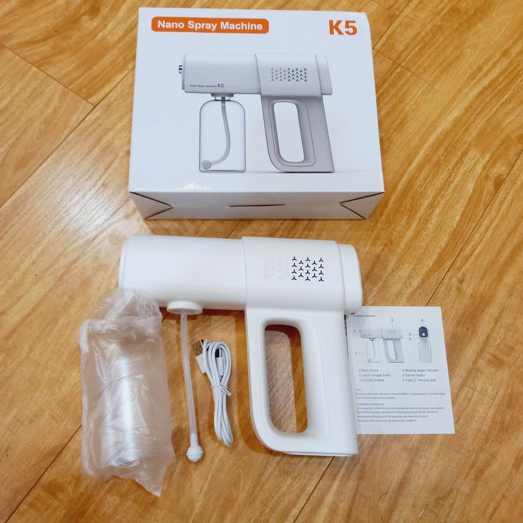 Súng xịt khuẩn cầm tay nano K5-  Thiết bị phun khử trùng cho gia đình, công ty, hàng quán nhỏ