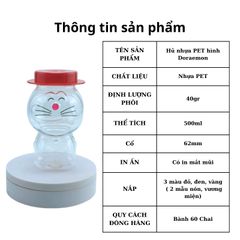 Giá Sỉ Bành 60 Hủ Nhựa PET Mèo  Doremon 500ml - Hũ đựng Bánh Kẹo, Trà Sữa, Nước trái Cây, Quà