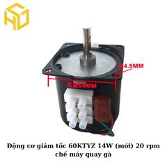 Động cơ giảm tốc 60KTYZ 14W  (mới)  20 rpm chế máy quay gà