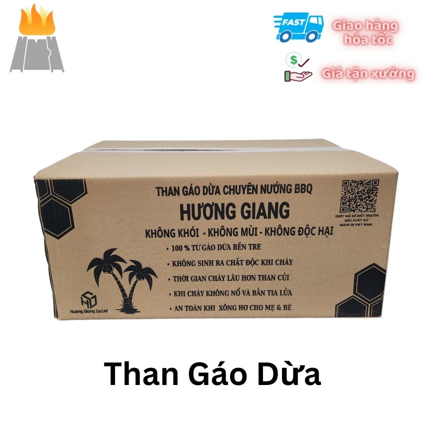 Than nướng BBQ siêu sạch, an toàn, không khói, dùng lâu - Than gáo dừa giá sỉ cực tốt, tặng kèm cồn mồi than