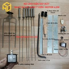 Bộ linh kiện máy quay nướng 6 xiên thịt + 1 xiên 3 chỉa quay gà vịt motor 6.5W - DIY - Hương Giang