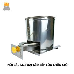 Nồi lẩu nhúng xiên que inox  kèm bếp cồn chắn gió đi kèm | Nồi lẩu Shabu thể tích 1800ml