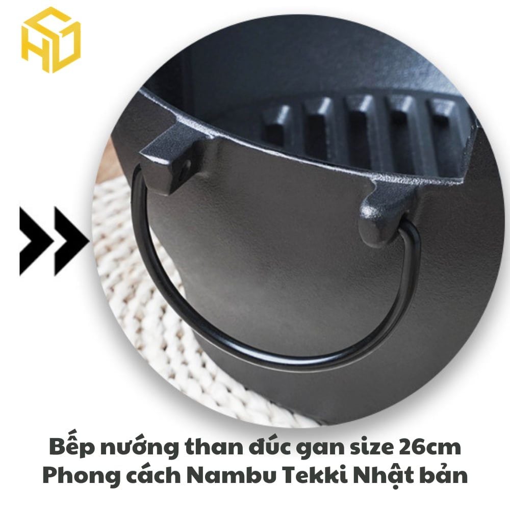 Bếp Nướng Than Đúc Gang 26cm Phong Cách Nambu Tekki Nhật Bản – Bộ Bếp Nướng Siêu Bền