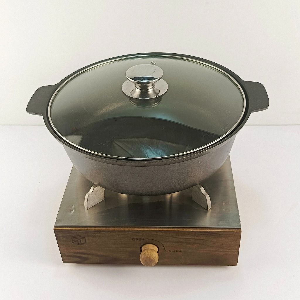 Nồi mì cay, nồi kho cá chất liệu nhôm đúc nguyên khối nắp kính núm inox, giữ nhiệt tốt size 16 &18cm