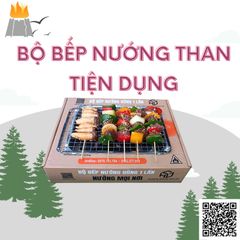 Bếp nướng than dùng 1 lần tiện lợi đầy đủ than,mồi than,vỉ nướng, kẹp gắp, cọ quét, xiên tre