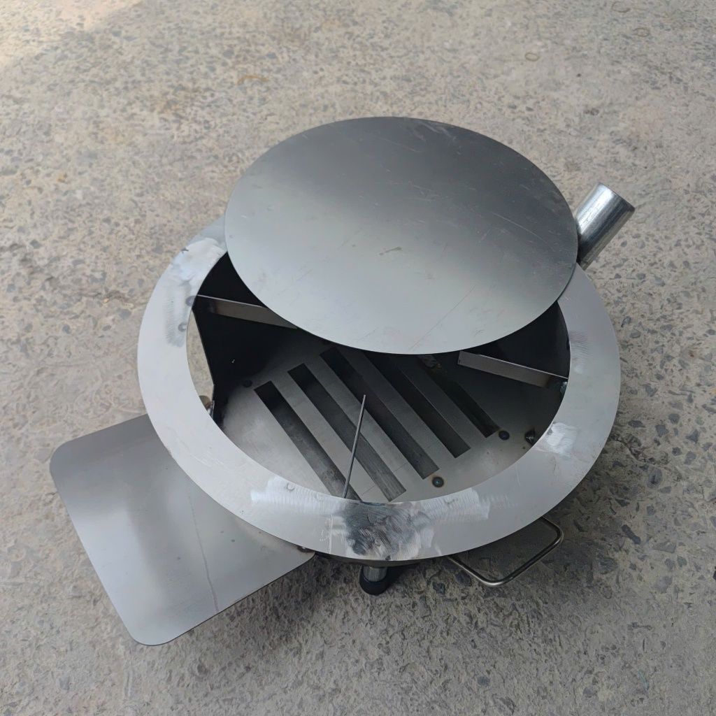 Bếp củi cải tiến Hương Giang siêu bền tròn 50cm chống đen nồi,có ống khói thoát, bệ đỡ củi,hứng tro