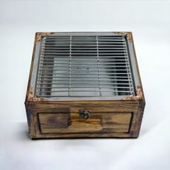 Bếp nướng than tại bàn size nhỏ dành cho 1-2 người nướng - Mẫu thiết kế bọc gỗ sang trọng cho quán