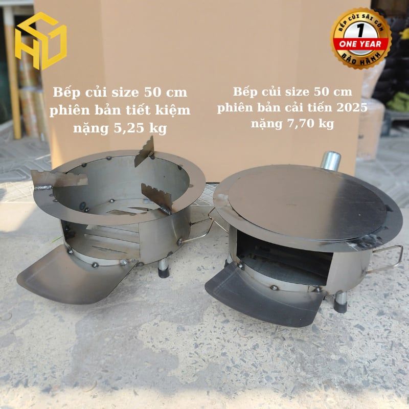 Bếp củi Sài Gòn tròn 50cm có bệ đỡ củi, chắn gió tốt, chuyên nấu nướng số lượng lớn