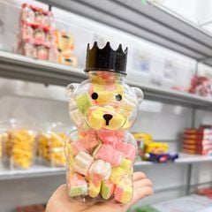 Chai Nhựa Đựng Bánh Kẹo, Trà Sữa Hình Gấu Ngồi Đáng Yêu - Nắp Nhựa màu ngẫu nhiên
