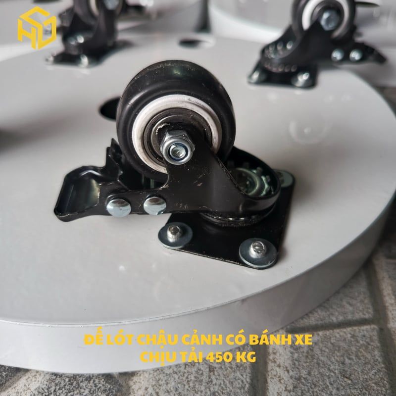 [CHÍNH HÃNG] Đế Đẩy Chậu Cây Có 4 Bánh Xe Cắt CNC Nguyên Tấm Sơn Tĩnh Điện Chống Gỉ Chịu Tải 450kg