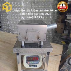 Bếp củi Sài Gòn loại vuông size 37cm chống đen nồi, có ống khói, bệ đỡ củi, hứng tro