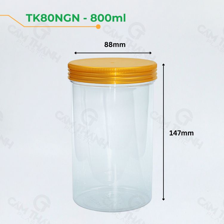 Hũ Nhựa Đựng Thực Phẩm - Nắp Nhựa Đủ Màu Thể Tích Từ 490ml đến 1020ml