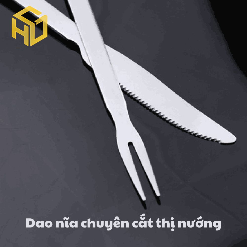 Bộ dao nĩa cắt thịt cừu, dê quay nướng | dụng cụ chuyên dụng cho bếp nướng