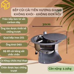 Bếp củi Sài Gòn 30cm có ống khói chống khói hiệu quả, giữ nồi sạch, tiết kiệm nhiên liệu