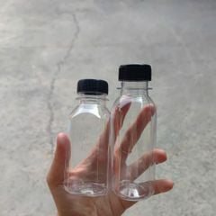 Combo 100 Chai nhựa PET 100ml nắp nhựa đen hình tròn, vuông, dẹp - Chai đóng trà sữa 5K giá rẻ