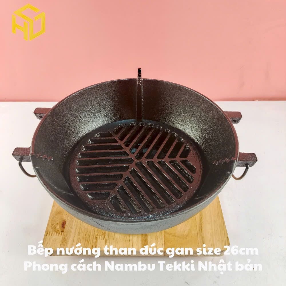 Bếp Nướng Than Đúc Gang 26cm Phong Cách Nambu Tekki Nhật Bản – Bộ Bếp Nướng Siêu Bền