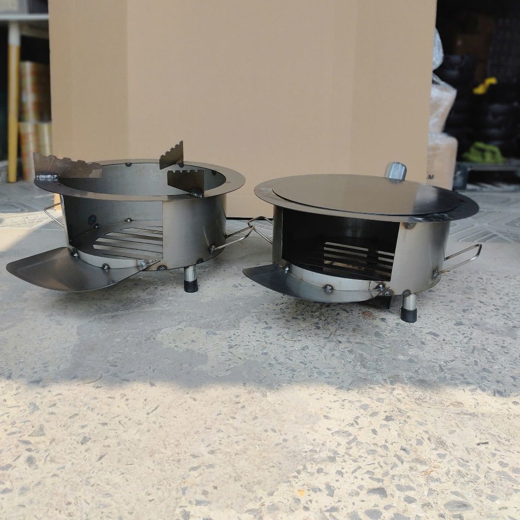 Bếp củi cải tiến Hương Giang siêu bền tròn 40cm chống đen nồi,có ống khói thoát, bệ đỡ củi,hứng tro