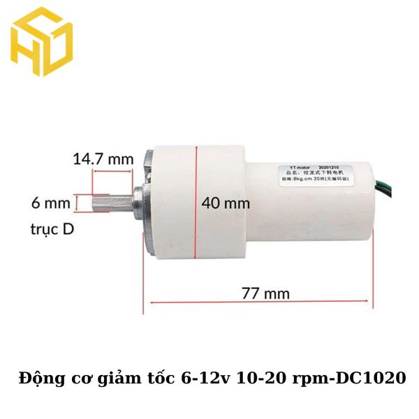 Động cơ giảm tốc 6-12v 10-20 rpm-DC1020