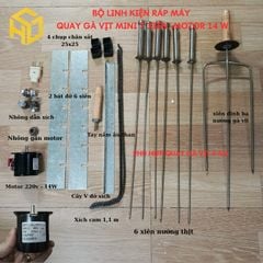 Bộ linh kiện máy quay nướng 6 xiên thịt + 1 xiên 3 chỉa quay gà vịt motor 14W - tự ráp - Hương Giang