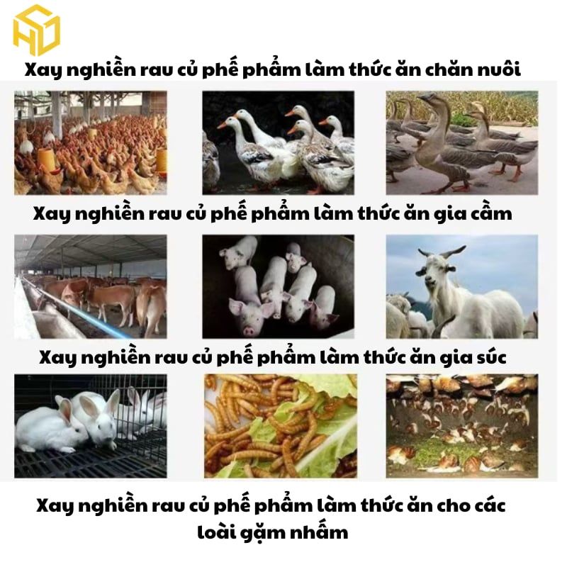 Dao xay rau củ làm thức ăn cho gia cầm gia súc loại cán dao thép đen (Tặng kèm 4 dao)