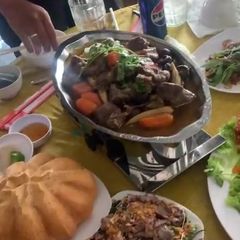 Dĩa Inox Sâu Lòng Kèm Bếp Cồn Chắn Gió Hương Giang-Tặng Kèm Vá Múc-Chuyên Dụng Cho Món Hấp, Né, Xào