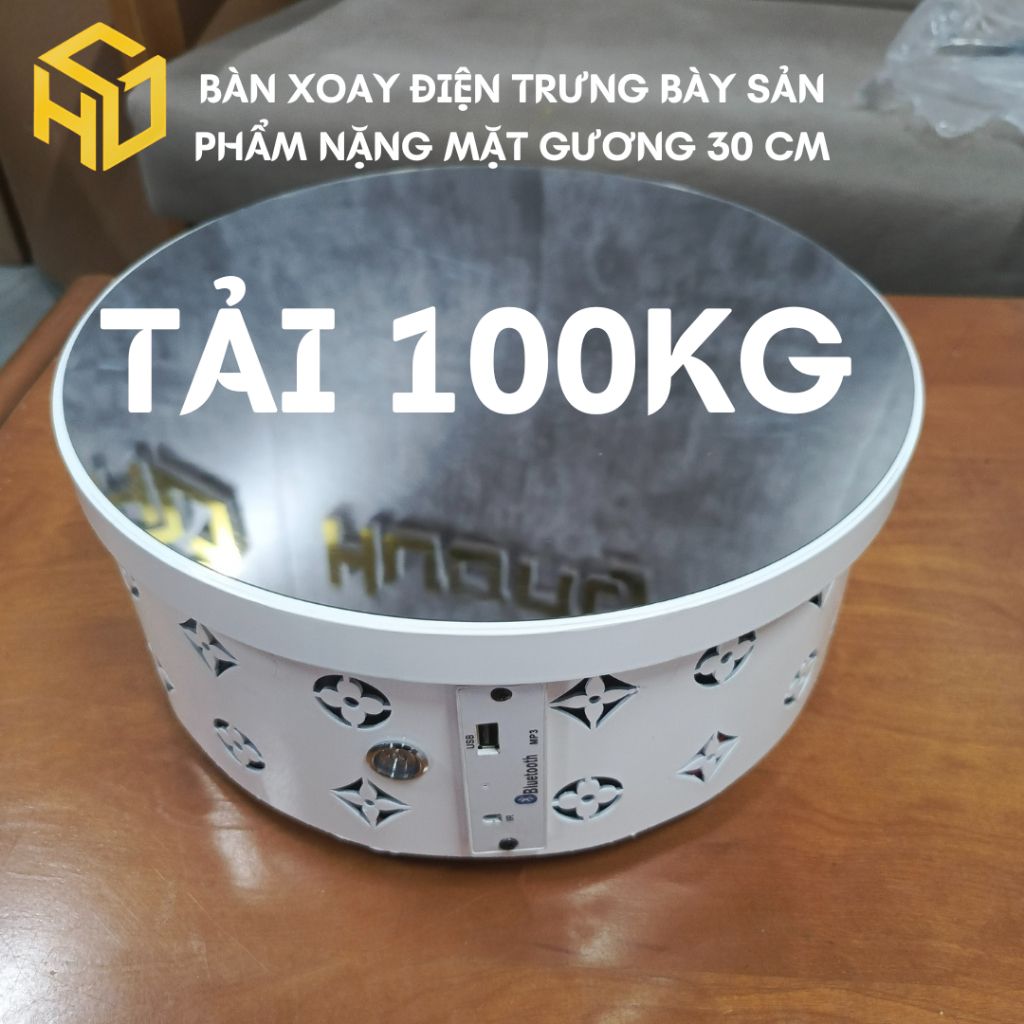 Bàn xoay trưng bày 360 độ mặt gương 30cm - tải 100kg - Livestream chụp ảnh chuyên nghiệp