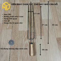 Xiên quay nướng chim cút đùi gà cho máy quay mini dùng nhông sên cam xe máy