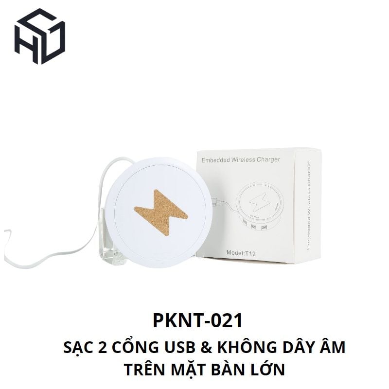 Sạc Không Dây Tích Hợp Sạc USB Type A (3 Cổng) Trên Mặt Bàn - PKNT-021