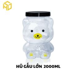 Hũ Nhựa PET Hình Gấu 2000ml – Đựng Thực Phẩm, Bắp Rang Bơ, Rau Cau..làm quà tết