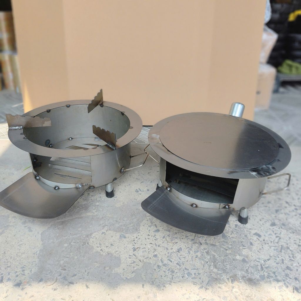 Bếp Củi Cải Tiến Hương Giang Tròn 50cm–Chắc chắn, Chống Đen Nồi, Có Ống Khói, Bệ Đỡ Củi & Hứng Tro