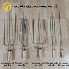 Xiên nướng thịt chả, xiên nướng chim cút, gà vịt, cá lóc dùng lò quay tự động, đầy đủ mã cán gỗ