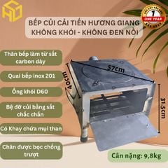 Bếp củi Sài Gòn vuông size 40cm, chéo 57cm bếp lớn chịu lực, giữ nhiệt tốt, có bệ củi và hứng tro