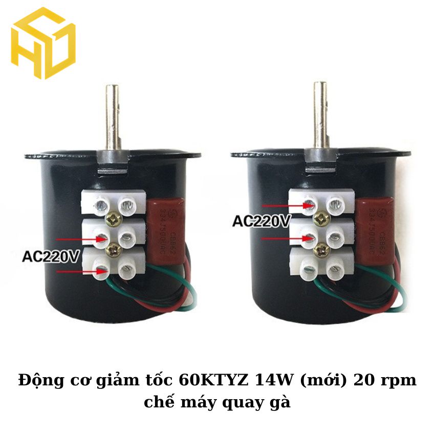 Động cơ giảm tốc 60KTYZ 14W  (mới)  20 rpm chế máy quay gà