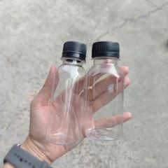Combo 100 Chai nhựa PET 100ml nắp nhựa đen hình tròn, vuông, dẹp - Chai đóng trà sữa 5K giá rẻ