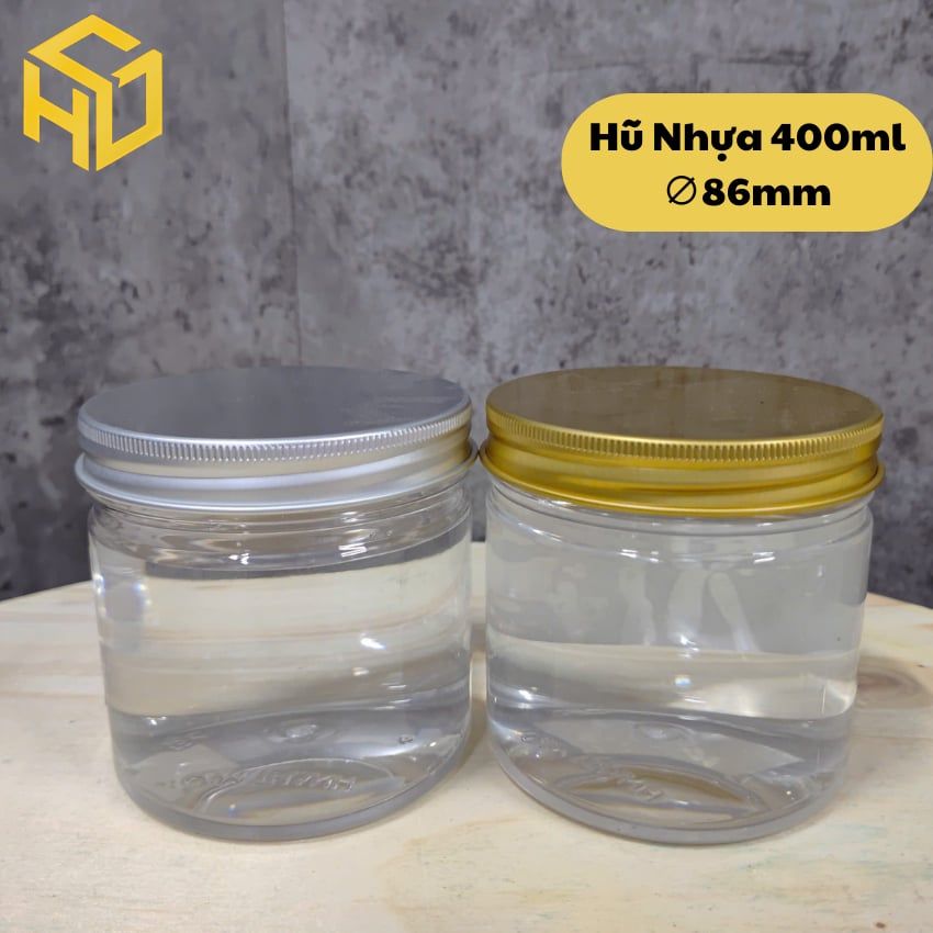 Combo 12 hũ hũ nhựa PET 400ml ,Cổ 86mm kèm nắp nhôm, nắp nhựa. Hũ trong, cứng cáp đựng thực phẩm