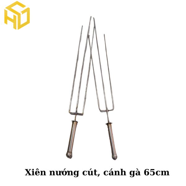 Xiên Nướng Chim Cút, Cánh Gà, Đùi Gà  3 Đinh – Dài 55cm – Tay Nắm Inox Dành Cho Máy Quay Tự Động