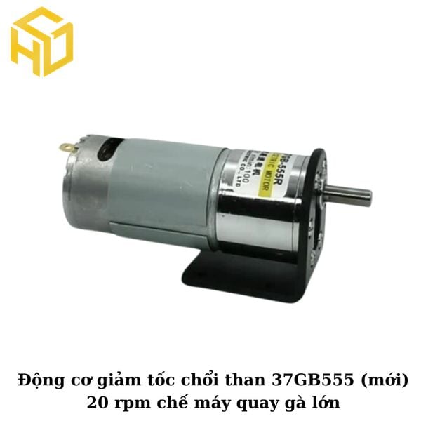 Động cơ giảm tốc chổi than 37GB555 (mới)  20 rpm chế máy quay gà lớn