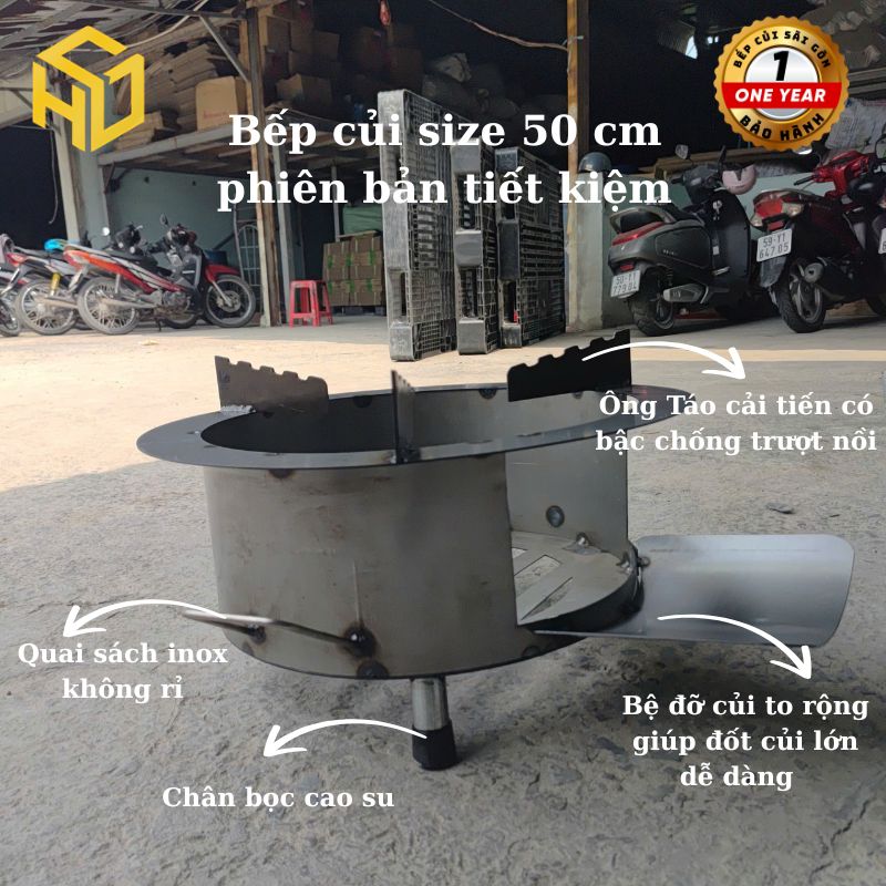 Bếp củi Hương Giang loại tròn đường kính 50cm có bệ đỡ củi – phù hợp nấu bánh, lẩu lớn