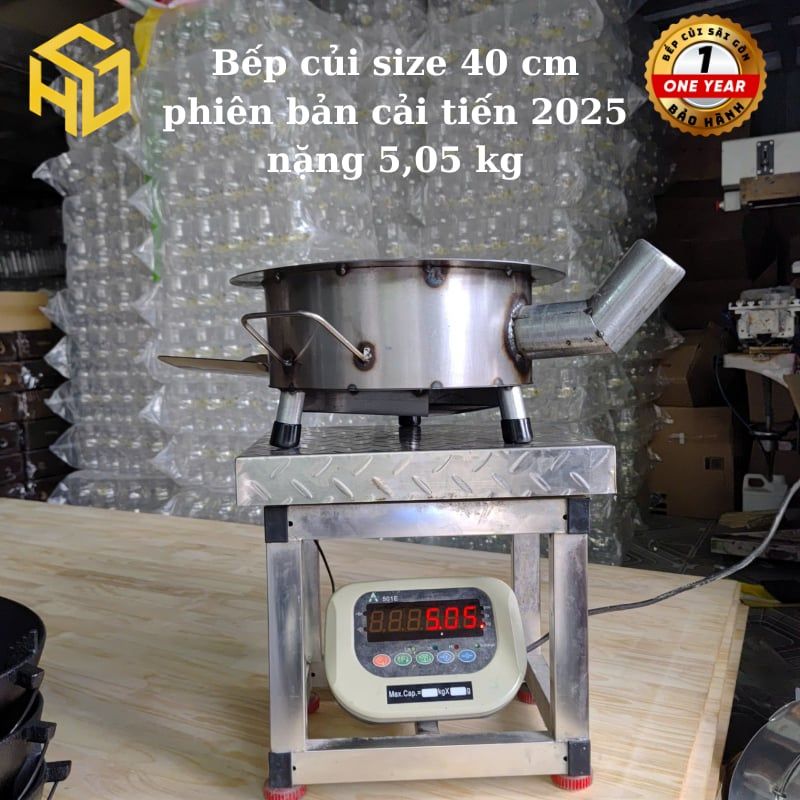 Bếp củi Sài Gòn chống đen nồi có ống khói, bệ đỡ củi, hứng tro – loại tròn 40cm