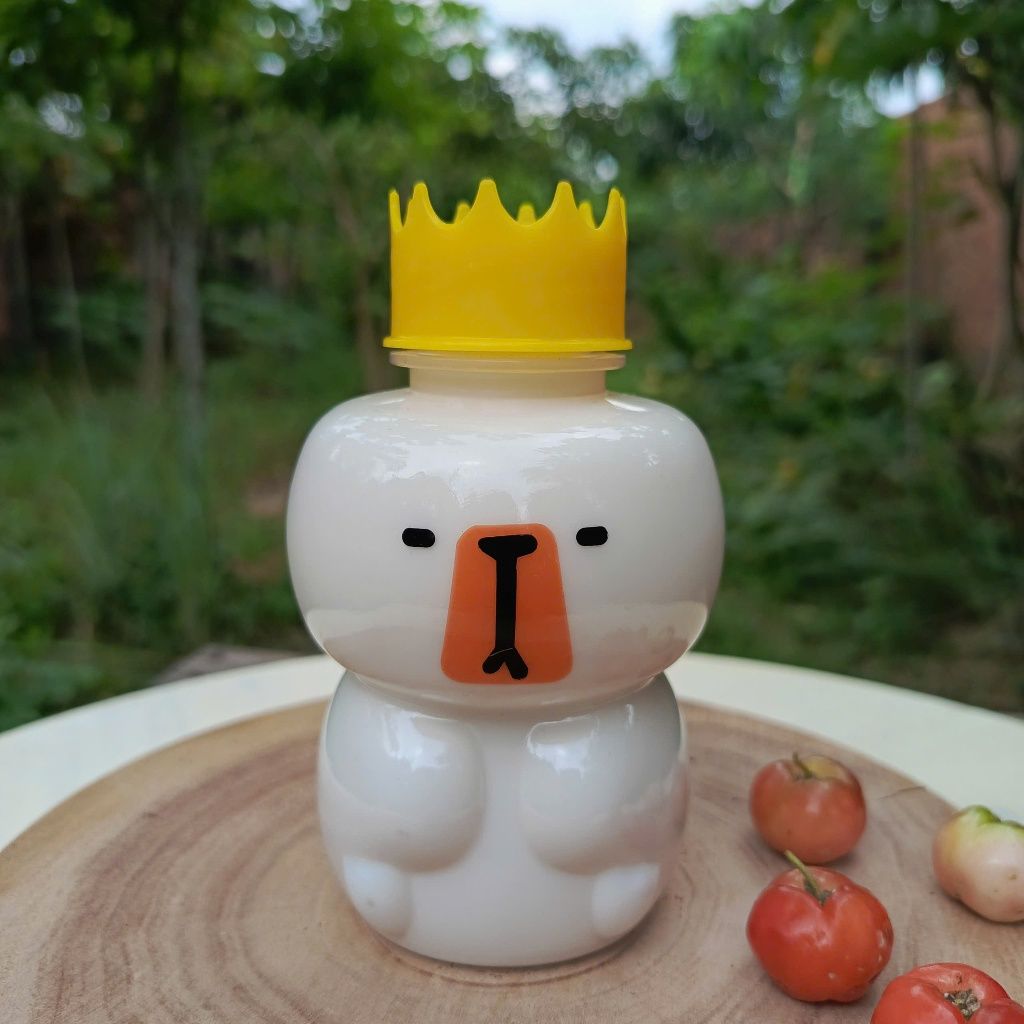 Chai nhựa pet 350ml in hình các nhân vật dễ thương capypara, labubu, hello kitty, kuromi, vịt, gấu nâu đựng kẹo, trà sữa