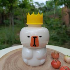 Chai nhựa pet 350ml in hình các nhân vật dễ thương capypara, labubu, hello kitty, kuromi, vịt, gấu nâu đựng kẹo, trà sữa