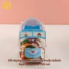 Hũ Nhựa Đựng Rau Câu, Bánh Kẹo Hình Xe Ô Tô 750ml và 1100ml kèm nắp hồng, xanh dán tem sẵn